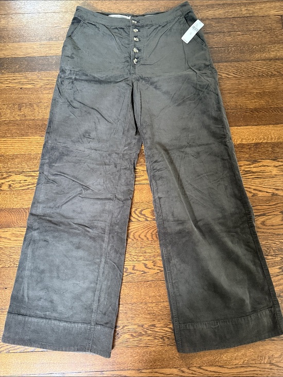 Pilcro Pants - Anthropologie Pilcro Wide leg Corduroy Pants, NWT, 31, Dark Green/Gray